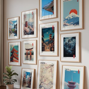 Juego de 100 impresiones de arte mural japonés, arte mural Japandi, póster japonés imprimible, juego de arte mural de galería, regalo de viaje a Japón imagen 2