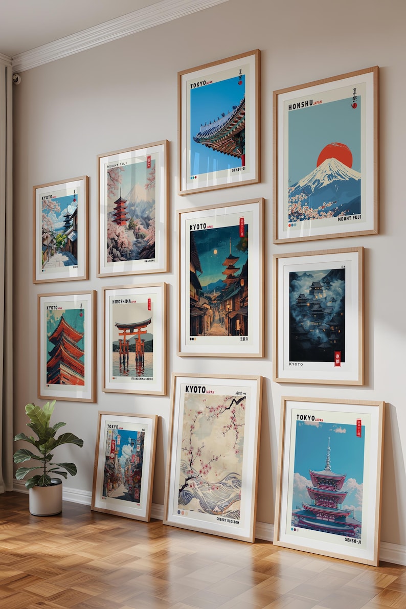 Juego de 100 impresiones de arte mural japonés, arte mural Japandi, póster japonés imprimible, juego de arte mural de galería, regalo de viaje a Japón imagen 2