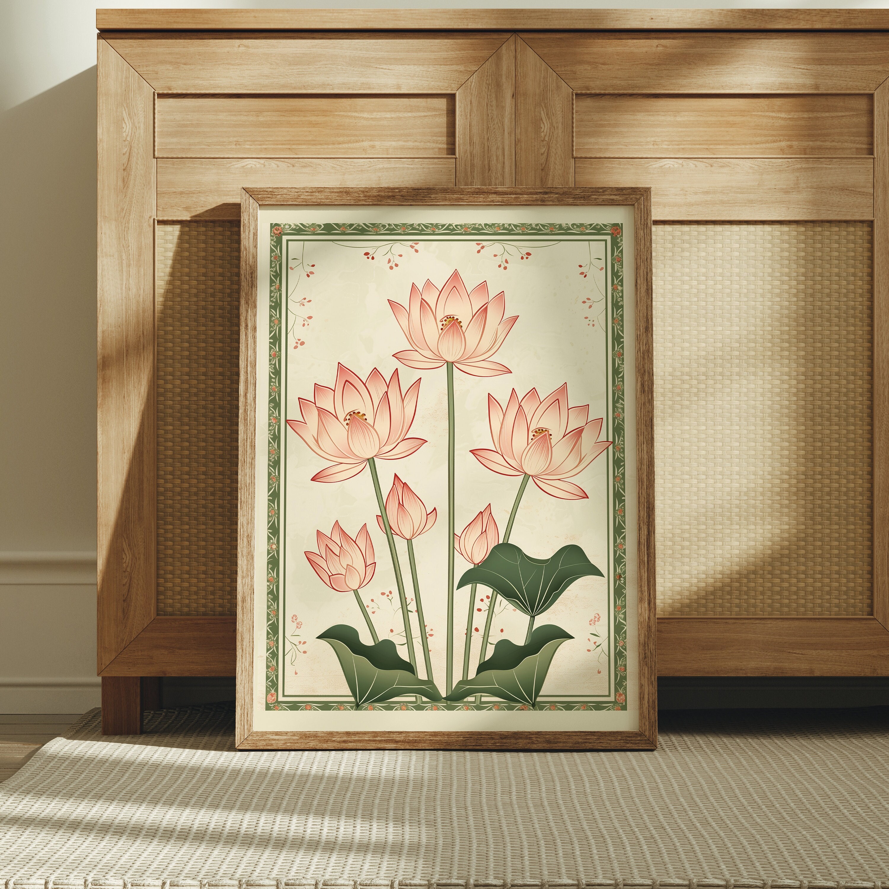 Indian Wall Art Lotus Art Print, Indian Art, Vintage