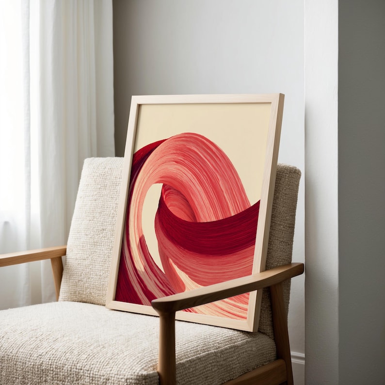 Red Brushstroke Abstract Art Print: Modern Minimalist Wall Decor (PDF ...