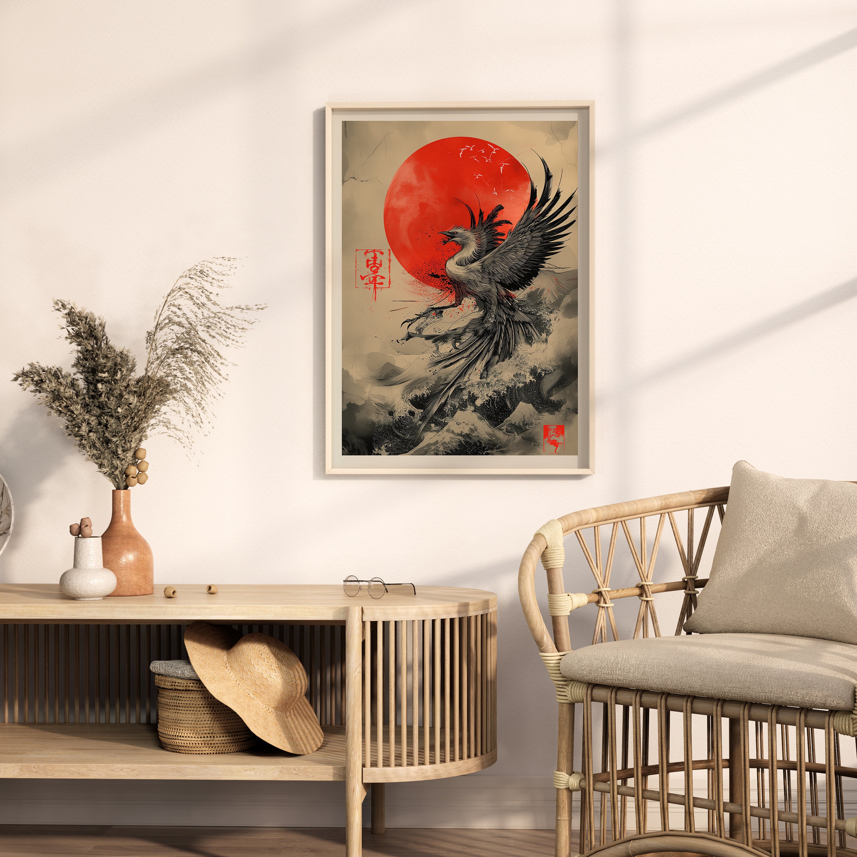 Phoenix Wall Art, Japanese Wall Art, Digital Download, Asian Wall Art ...