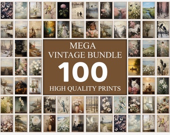 100 Vintage Wall Art Mega Bundle, Digital Download, Large Vintage Art, Vintage Art Prints, Digital Prints
