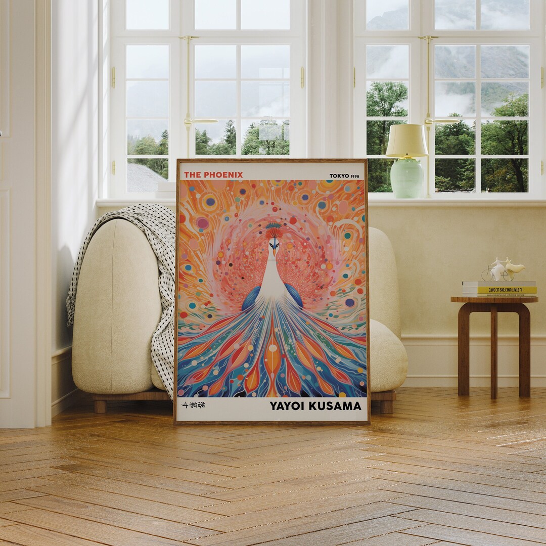 Yayoi Kusama Poster, Phoenix Print, Yayoi Kusama, Large Wall Art