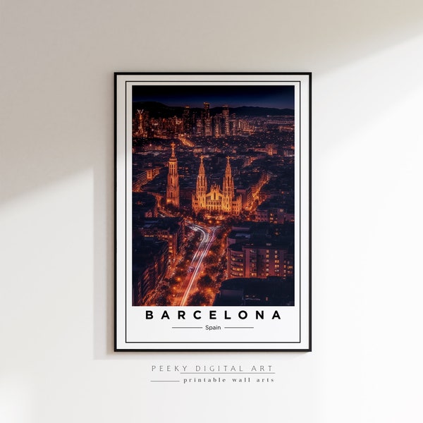 Affiche de Barcelone, Impression de Barcelone, Art mural de Barcelone, Affiche de voyage, Impression d’Espagne, Affiche d’Espagne, Impression d’art de Barcelone, Impressions numériques