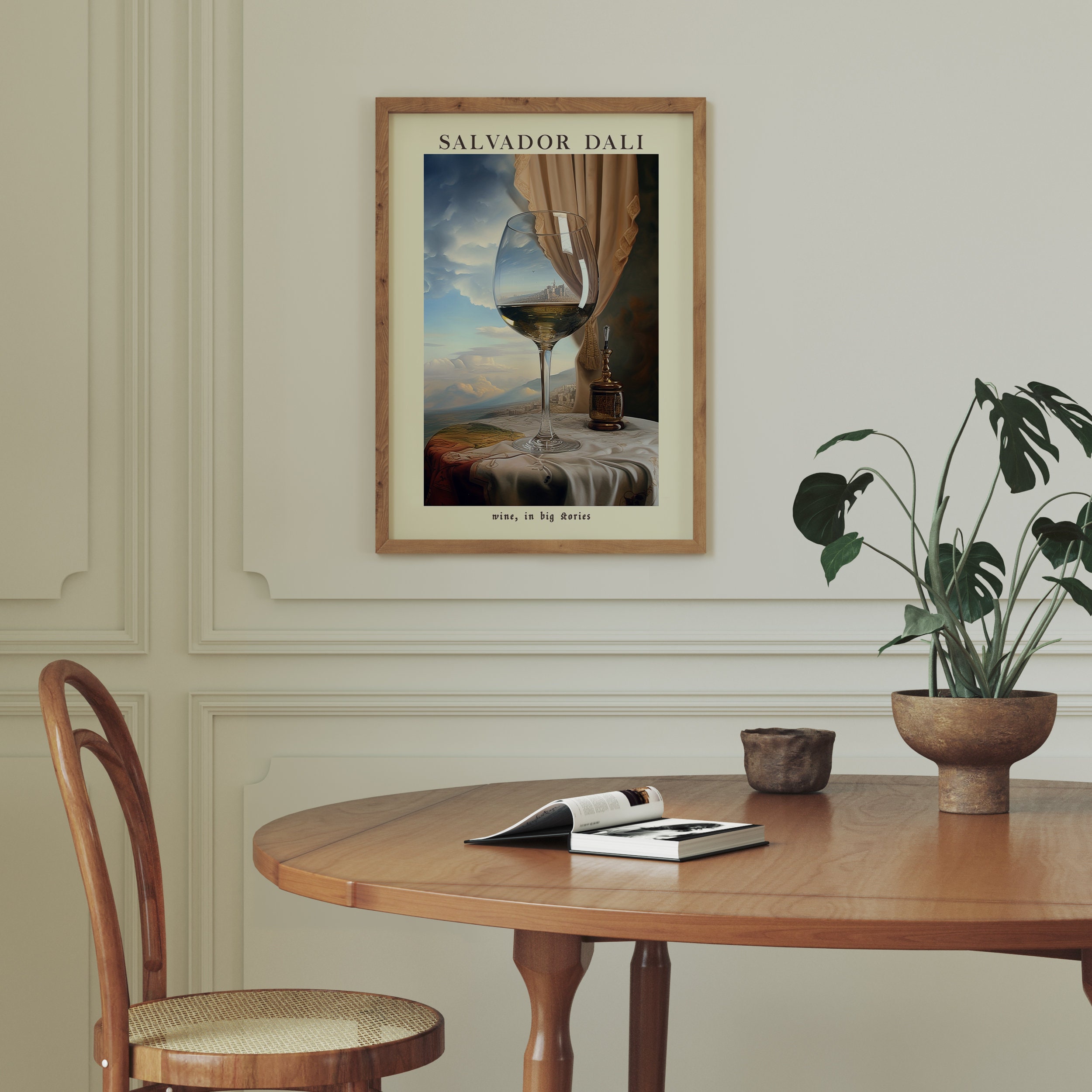 Stampa Su Tela Salvador Dalì - Il Mondo In Un Bicchiere Di Vino | Poster Artistico Per Arredo Soggiorno E Camera Da Letto | 30x45 Cm