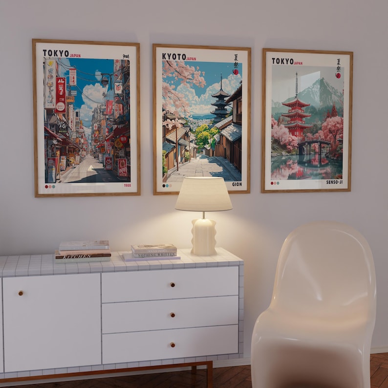 Juego de 100 impresiones de arte mural japonés, arte mural Japandi, póster japonés imprimible, juego de arte mural de galería, regalo de viaje a Japón imagen 4