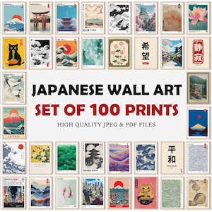 Japanese Wall Art Set of 100 Print, Japandi Wall Art, Japanese Art, Japandi Art, Gallery Wall Set, Digital Prints