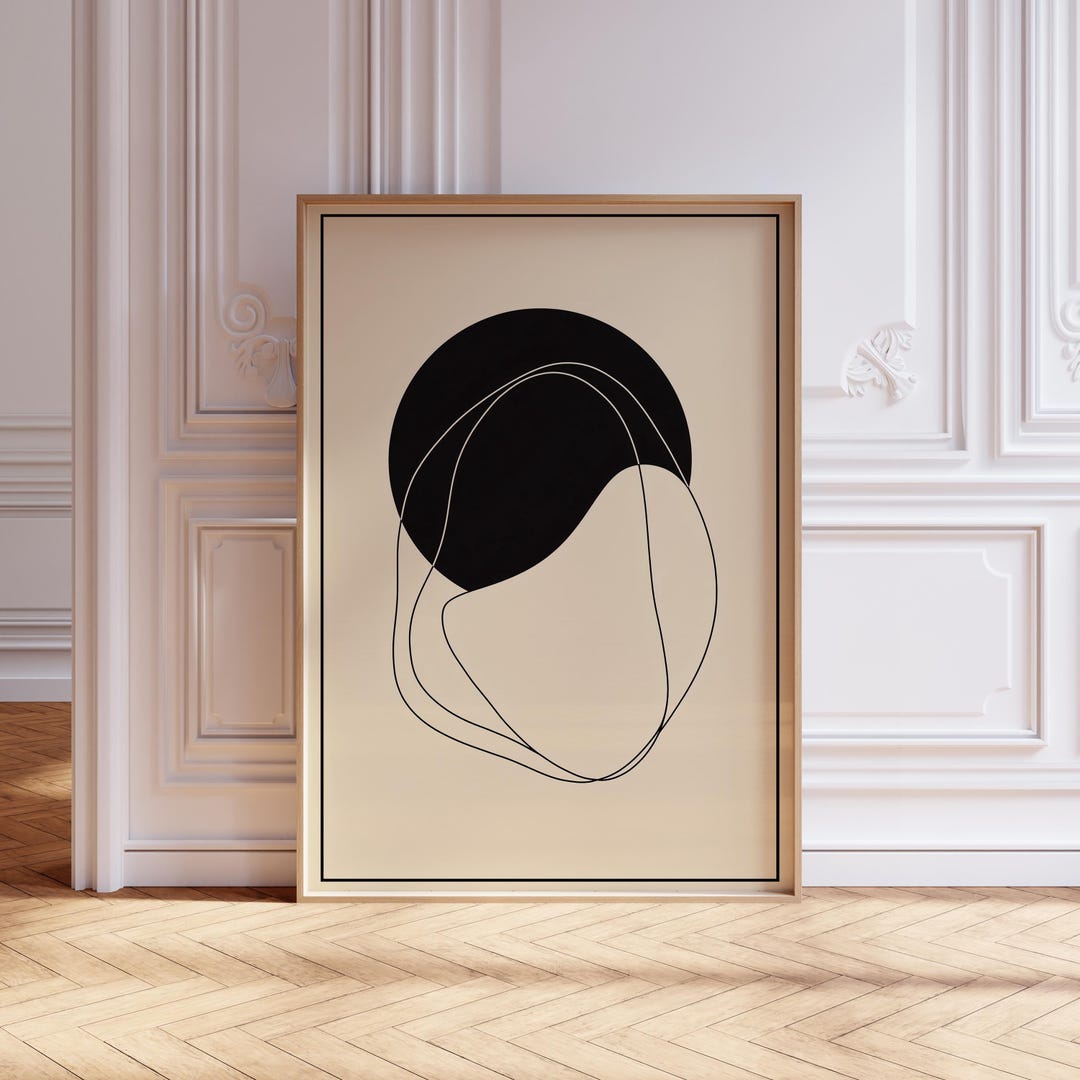 Beige Black Abstract Wall Art: Mid Century Modern Print (digital ...