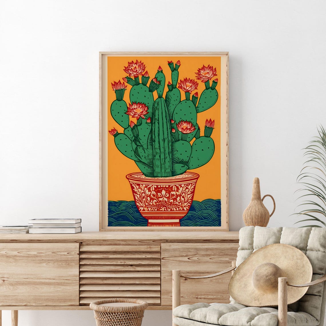 Mexican Folk Art Cactus Print: Boho Desert Wall Decor (digital Download ...
