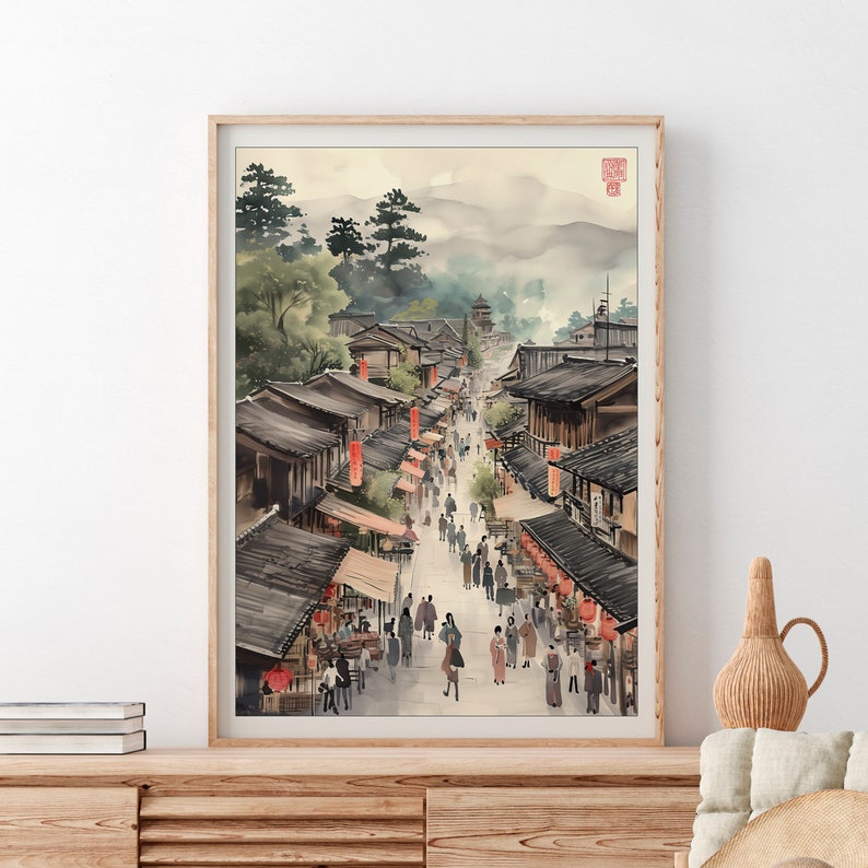 Japan Market, Japanese Wall Art, Japan Art, Asian Wall Art, Digital