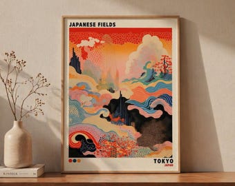 Japanese Fields Wall Art, Abstract Japan Poster, Wabi Sabi Wall Art, Modern Japanese Wall Art, Japan Travel Decor