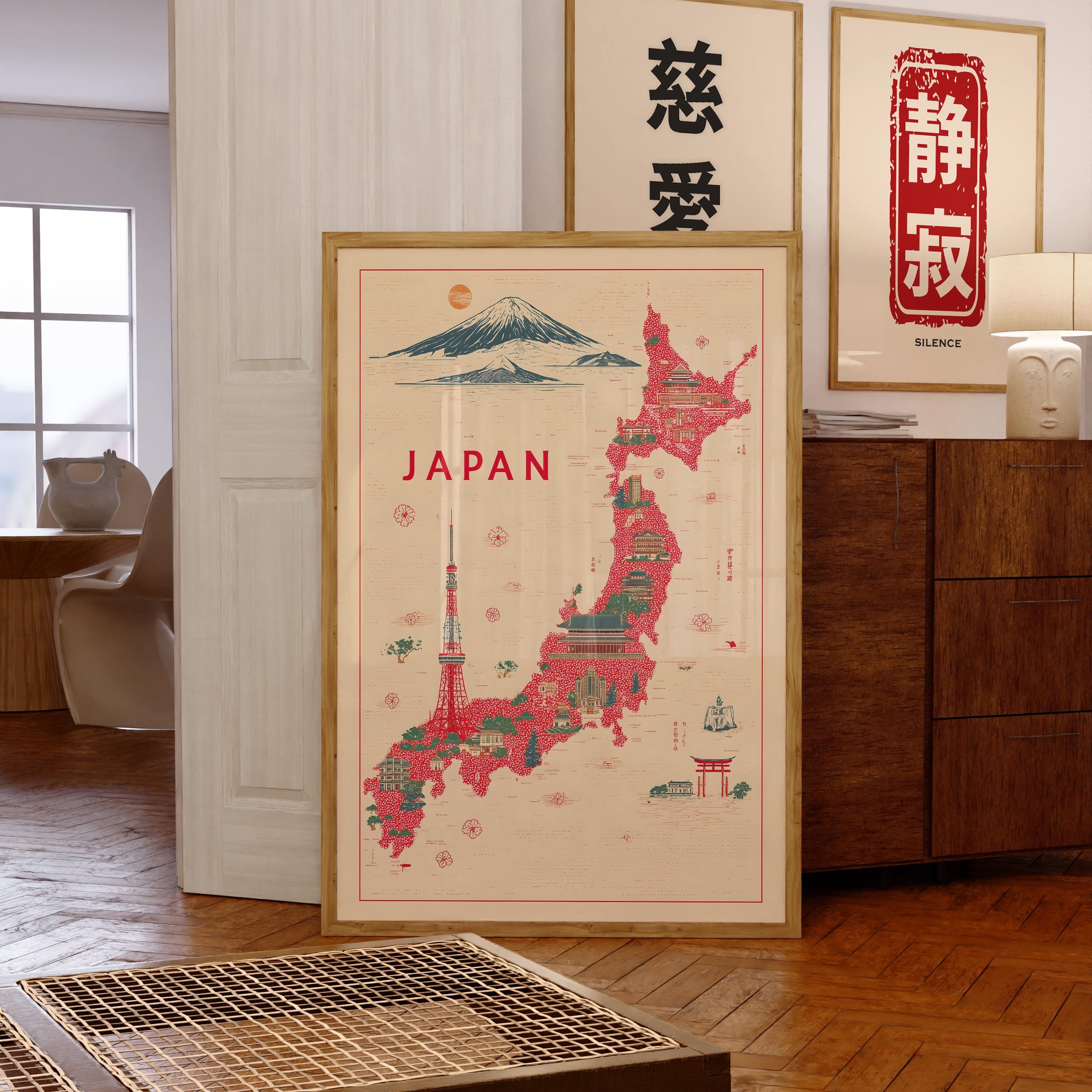 Japan map poster - Etsy 日本