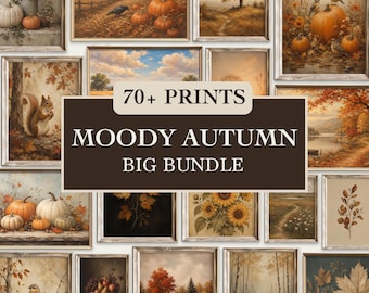 Bundel met meer dan 70 vintage herfstprints, sfeervolle herfstposters, cottagecore wanddecoratieset