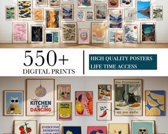 550+ Printable Wall Art Set, Bundle Wall Art, Maximalist Wall Art, Wall Decor, Trendy Posters, Gallery Wall Art, Digital Prints