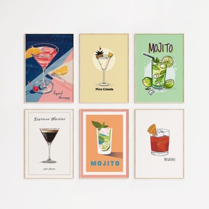 Cocktail Poster, Bar Cart Prints, Cocktail Wall Art, Bar Cart Art