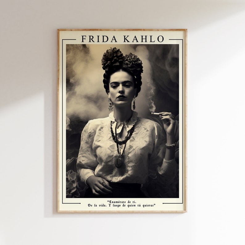 Frida Kahlo Black and White Portrait, Frida Kahlo Photo, Inspirational Quote, Feminist Art Print ...