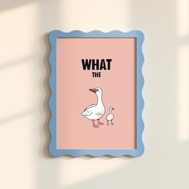 What The Duck Poster, Minimalist Wall Art, Funny Poster, Funny Animal Poster, Duck Poster, Digital Download, Minimalist Animal Print image 1