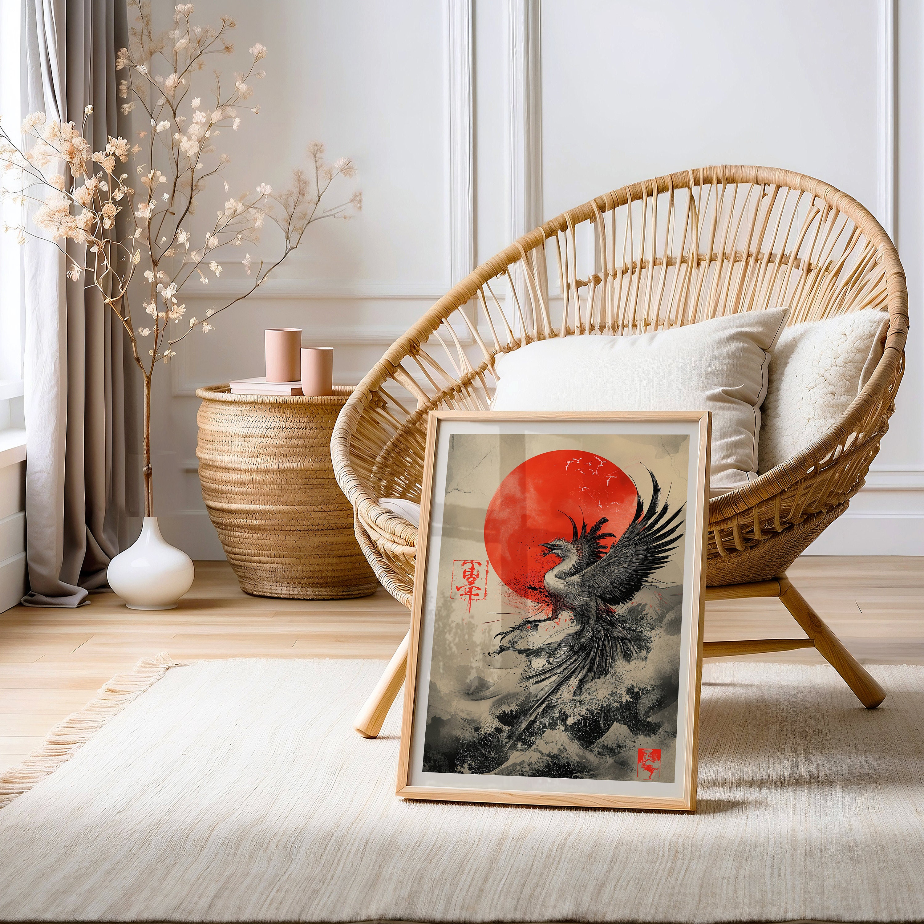 Phoenix Wall Art, Japanese Wall Art, Digital Download, Asian Wall Art ...