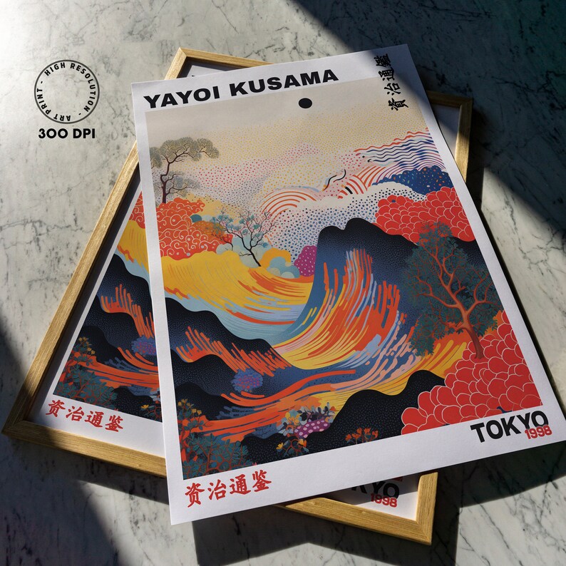 Yayoi Kusama Poster Yayoi Kusama Wave Print Japandi Wall Etsy UK