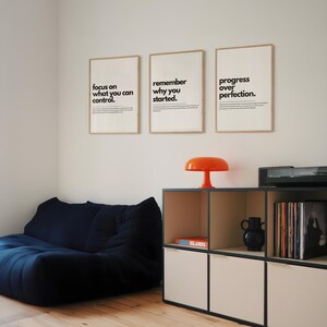 Motivational Poster Set of 3, Uplifting Quote, Positive Vibes Typography Print, Minimalist Wall Art, Office & Home Decor