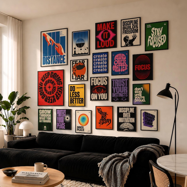 100 motivationsaffischer med motivation, disciplin- och fokustryck, tavelväggsset, utskrivbar modern maskulin väggkonst bild 2