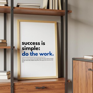 Success is Simple: Do The Work Motivational Poster, Home Office Wall Art, Uplifting Quote Inspirational Art, Printable Wall Art