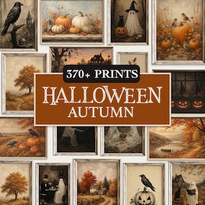 370+ Halloween- och höstväggkonstpaket, Vintage Halloween-tryck, Hösttryck, Stämningsfulla höstposters