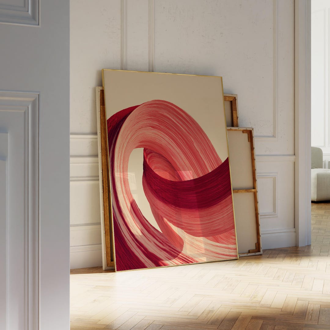 Red Brushstroke Abstract Art Print: Modern Minimalist Wall Decor (PDF ...