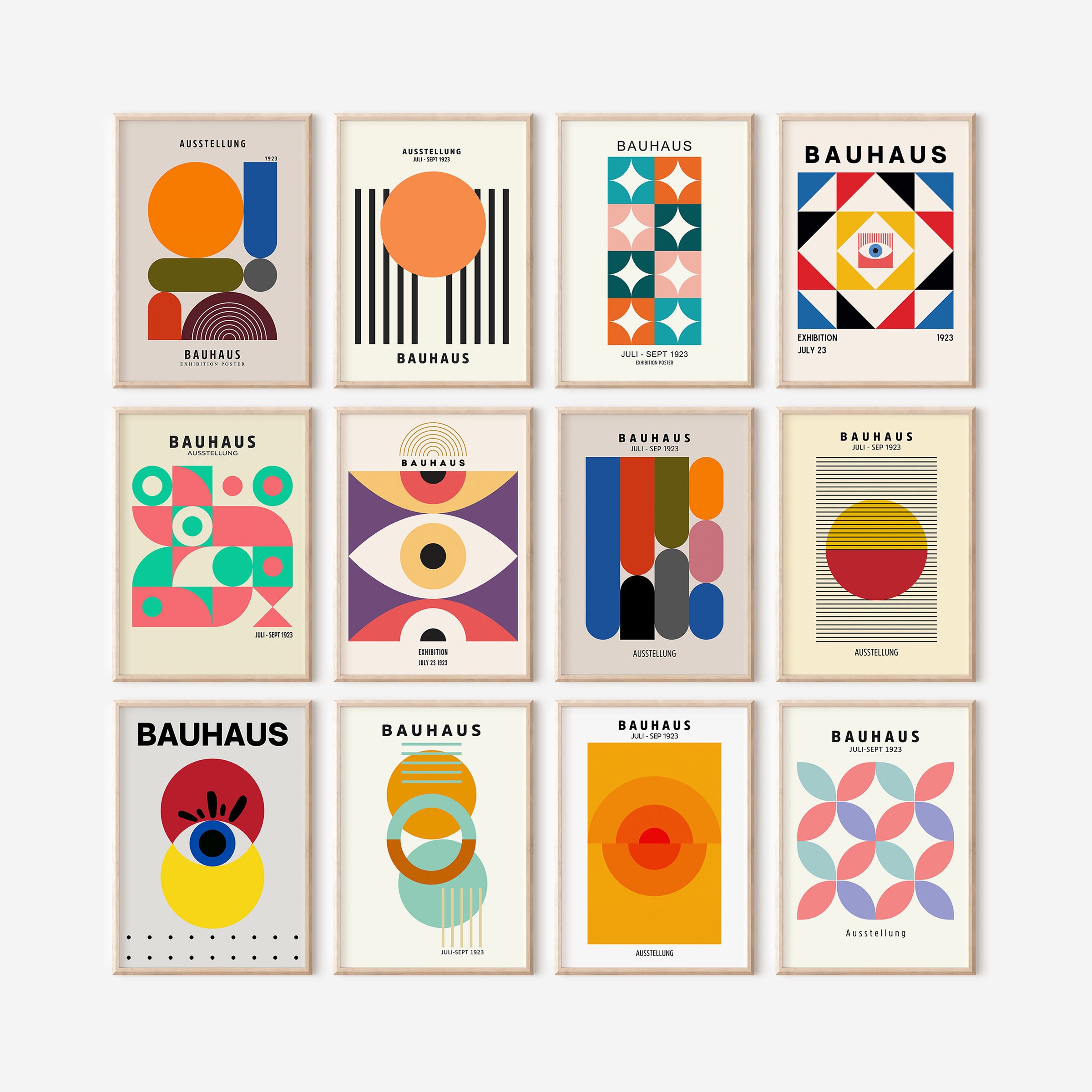 Bauhaus Print Set of 12, Bauhaus Poster, Bauhaus, Gallery Wall Art