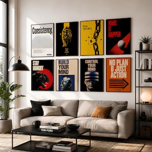 100 motivationsaffischer med motivation, disciplin- och fokustryck, tavelväggsset, utskrivbar modern maskulin väggkonst bild 8