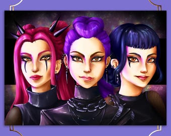 Kpop Demon Hunters Gift Pack - Rumi, Zoe, Mira, Jinu and Derpy! Art Print & Stickers