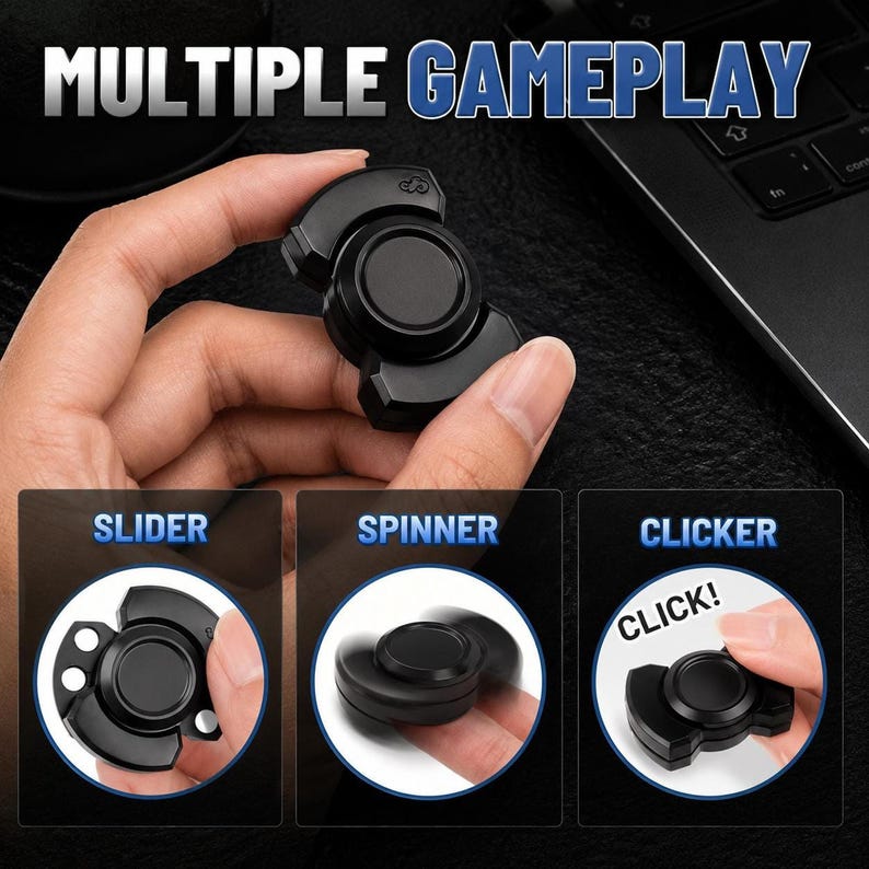 Fidget Toy Magnetic Metal Slider, 3-in-1 EDC Desk Toy in Black or ...
