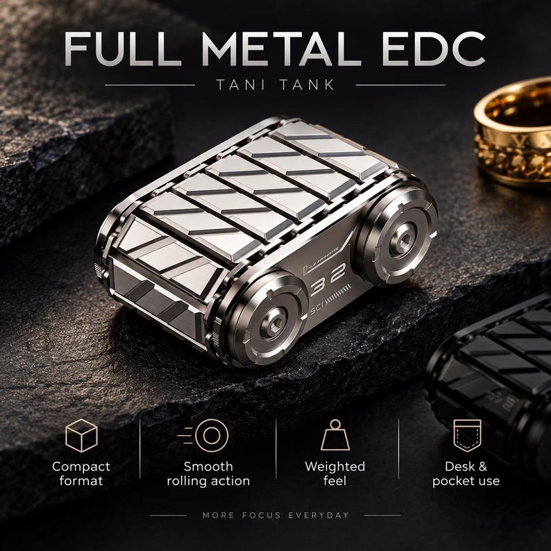 Metal Tank Fidget Roller, 125g Heavy Mechanical EDC Desk Toy, CNC Alloy ...