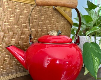 Red Apple Enamel Tea Kettle