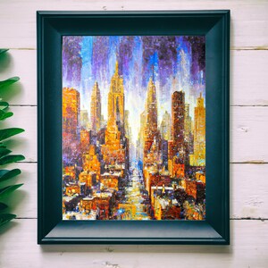 New York City, Printable Wall Art, abstract painting of New York City, home wall decor