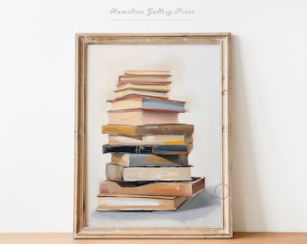 Vintage Books Print: Beach Coastal Style Wall Art (Digital Download)