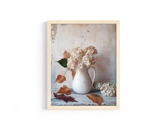 Vintage Hydrangea Print: Rustic Cottage Autumn Decor (Digital Download)