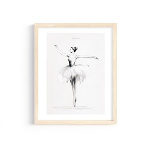 Ballerina, Elegant Ballet Sketch, Black And White Dance Art, Minimalist Ballerina Printable, Ballet Wall Decor Downloadable Art