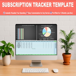 Subscription Tracker Template — Manage Monthly Subscriptions | Visual Charts & Easy Setup