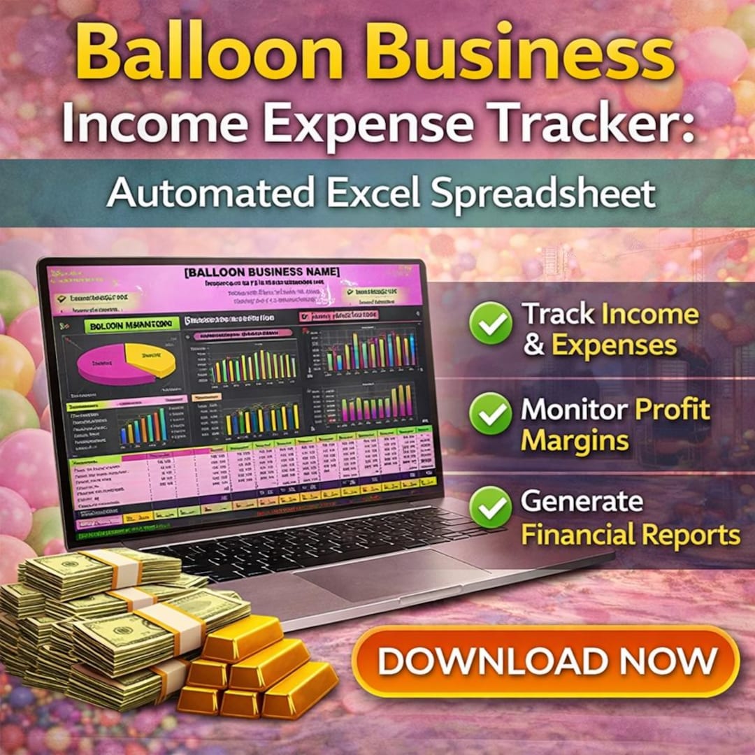 Balloon Business Income Expense Tracker: Automated Excel Spreadsheet - Etsy