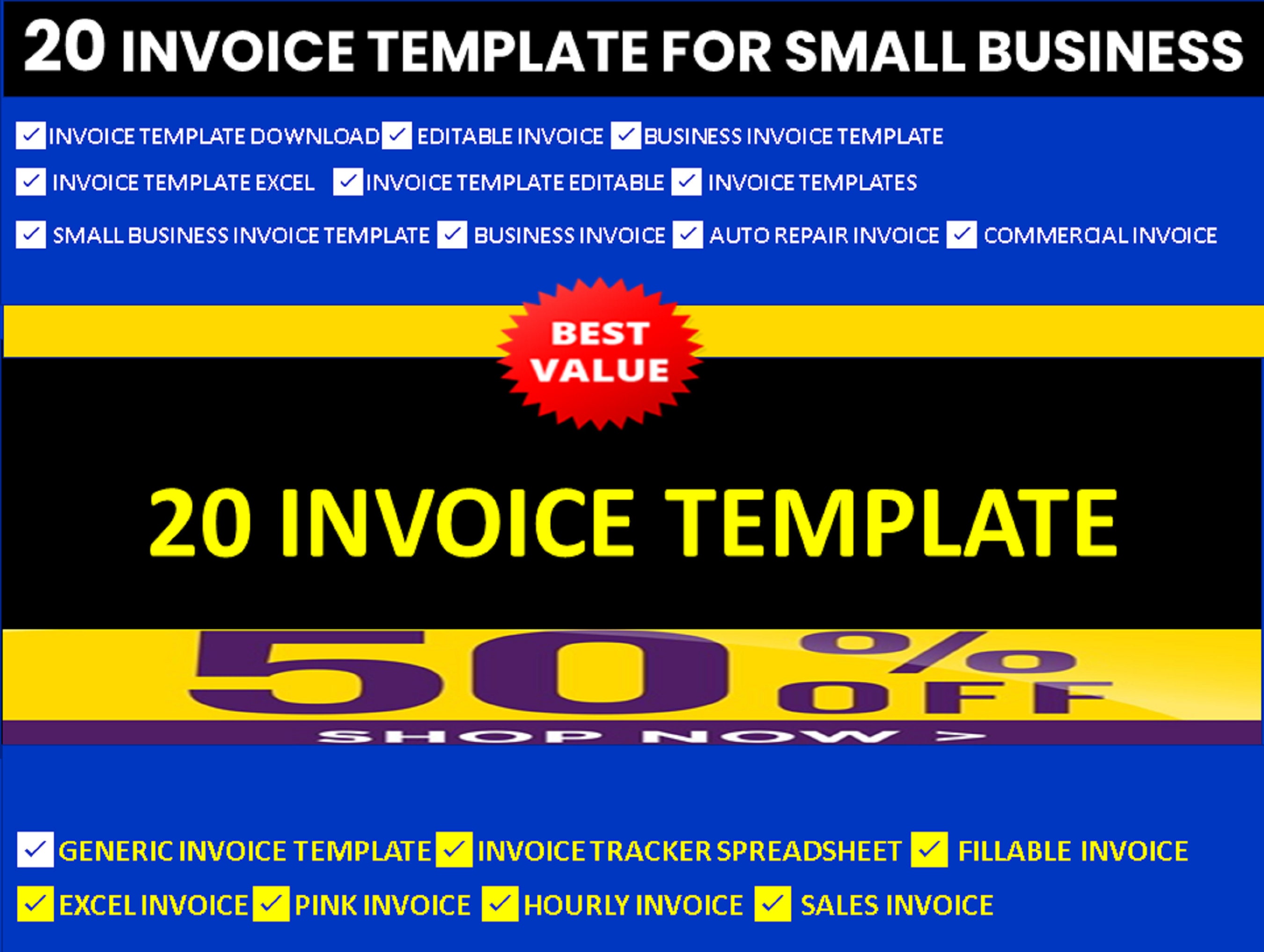 20 Invoice Template for Small Business Editable Invoice Business ...