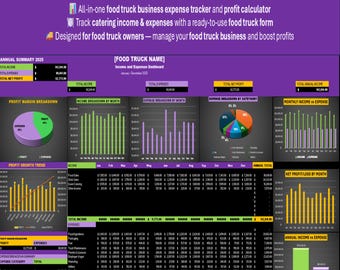 Food Truck Income Expense Tracker: Automated Excel Template
