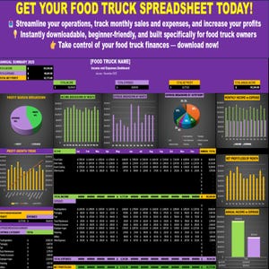 Food Truck Income Expense Tracker: Automated Excel Template - Etsy