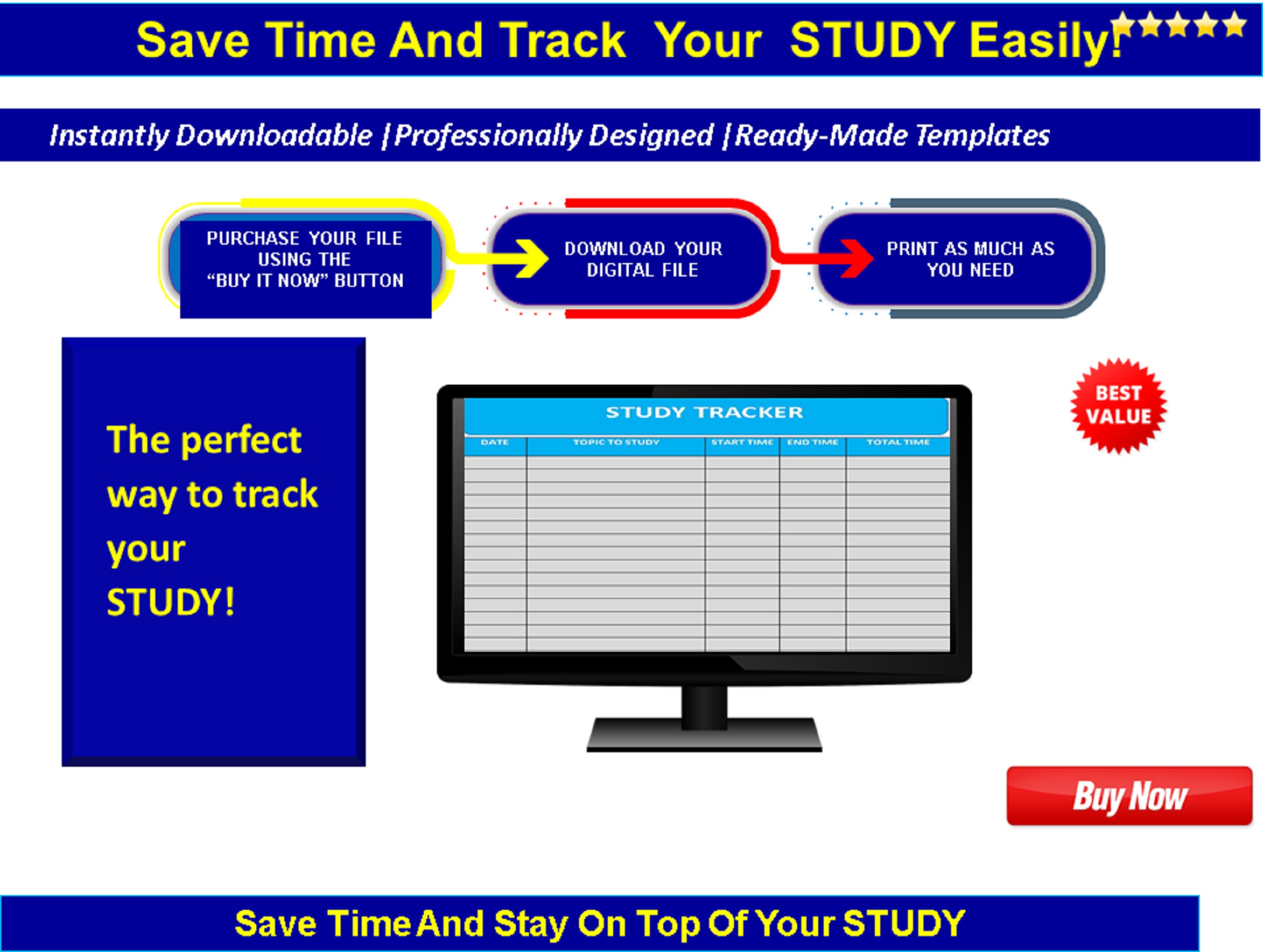 Study Time Tracker Log Template Study Time Tracker Study Hours Tracker ...