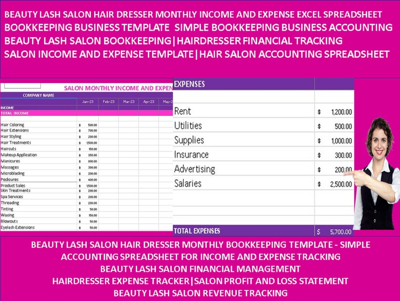 Nail Salon Expenses Nail Salon Tracker Nail Salon Excel Sheet