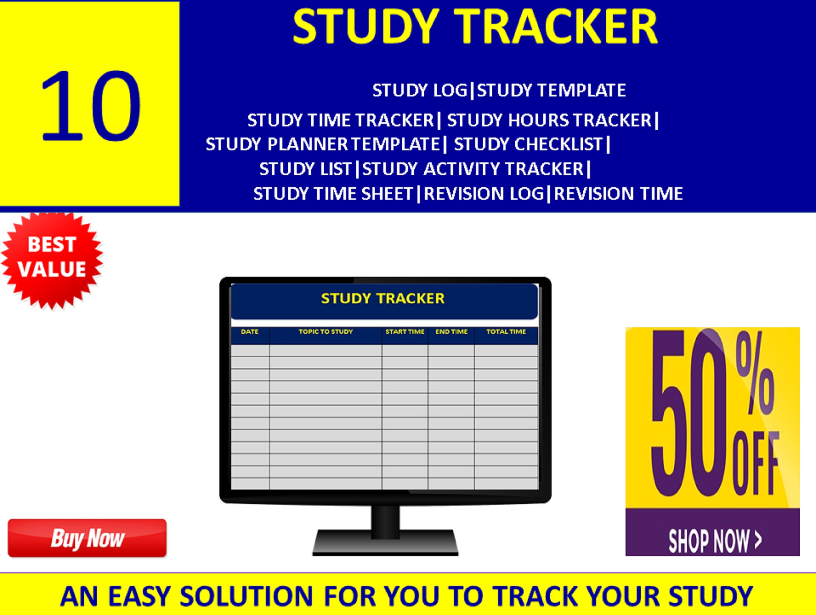 Study Time Tracker Log Template Study Time Tracker Study Hours Tracker ...