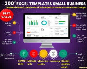 Excel Templates For Business|Excel Templates For Budget|Excel Templates For Small Business|Schedule|Client Database Tracking Health & More