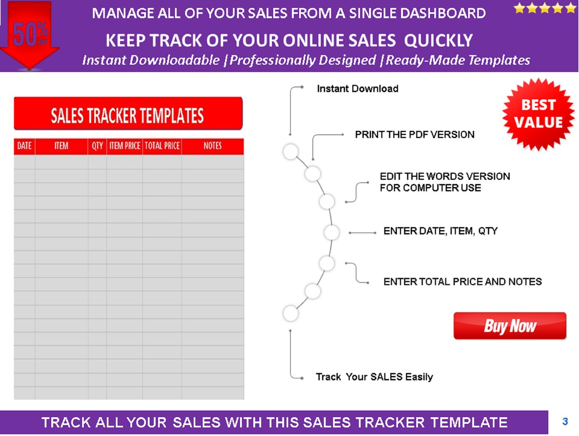 Sales Tracker Template Sales Page Template Sales Tracker - Etsy
