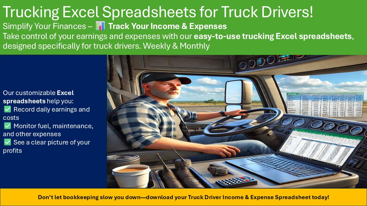 Trucking Spreadsheet to Track Truck Driver Income and Expenses ...
