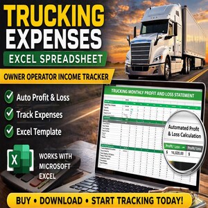 Hoja de cálculo de gastos de transporte de propietarios/operadores / Rastreador de ingresos de conductores de camiones / Plantilla de Excel de ganancias y pérdidas de transporte